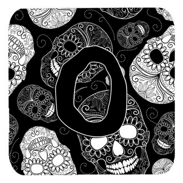 Carolines Treasures Letter O Day Of The Dead Skulls Black Foam Coasters- Set of 4 - CJ2008-OFC