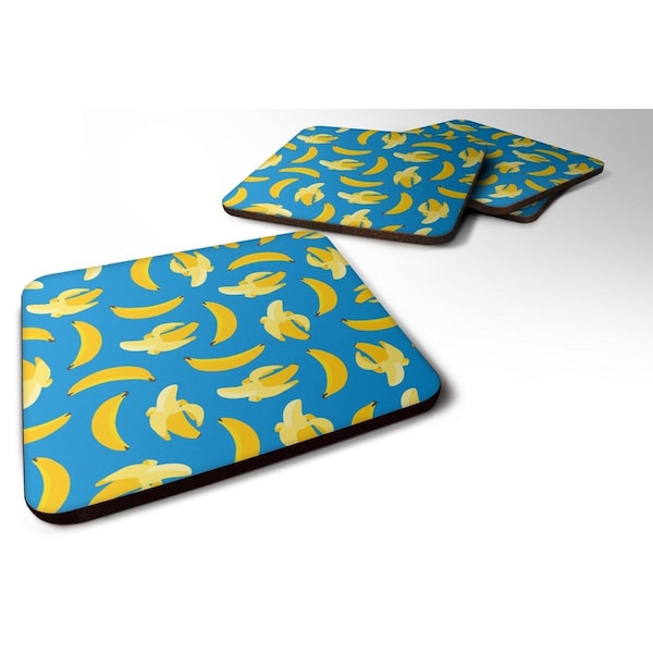 Carolines Treasures Bananas on Blue Foam Coaster, Set of 4 - BB5149FC