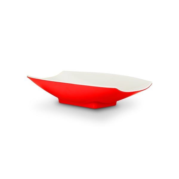 Bon Chef Melamine Curves Bowl - Red Outside/White Inside 16" X 9" X 3 1/2" 2 Qt(64 Oz) - 53704-2TONERED