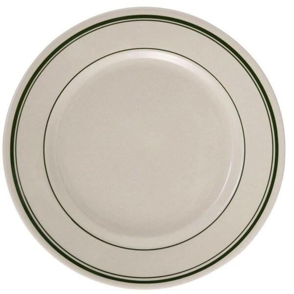 Yanco 9 in. China Green Band Dinner Plate, White, 24PK - GB-8