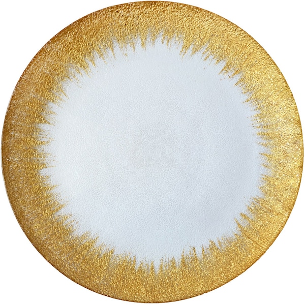 Bon Chef Gold Foil Glass Charger, Handwash Only, (8Pcs / Case) - 200000G