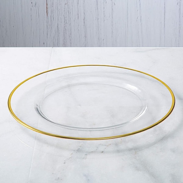 Red Pomegranate Collection 13 in. Gilt Charger Plates, Gold - Set of 4 - 4998-1