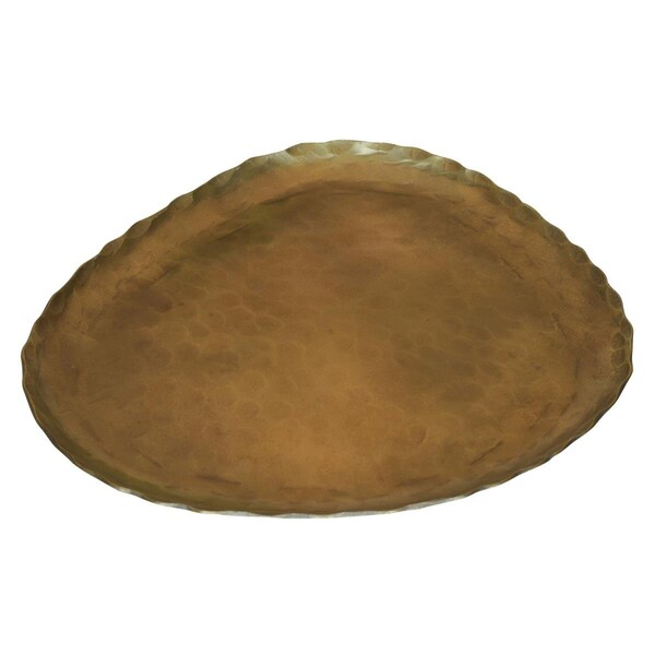 Homeroots 05 x 75 x 8 in. Jumbo Hammered Metal Decorative Plate, Brass - 397915