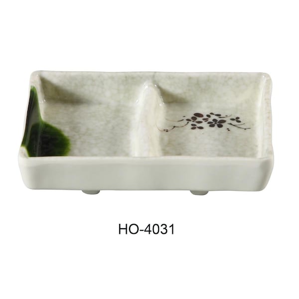 Yanco Honda Divided Sauce Dish - Double - Melamine, Multi Color, 5 x 3.5 in., 48PK - HO-4031