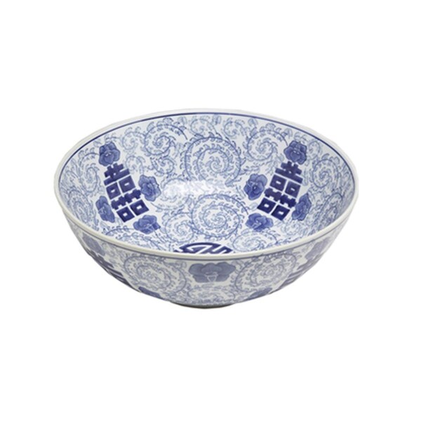 Aa Importing AA Importing 59880 14 in. Blue & White Bowl - 59880