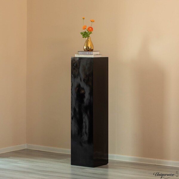Uniquewise 51-Inch Black Fiberglass Pedestal Backdrop Stand - Stylish Flower or Cake Holder for - QI003858BK-51