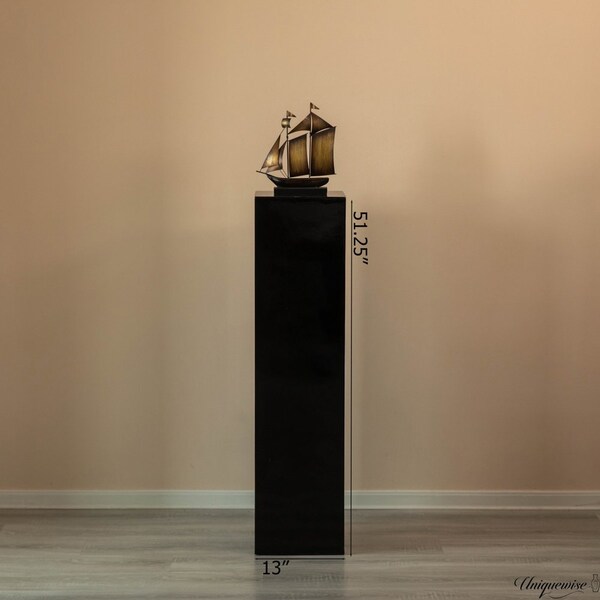 Uniquewise 51-Inch Black Fiberglass Pedestal Backdrop Stand - Stylish Flower or Cake Holder for - QI003858BK-51