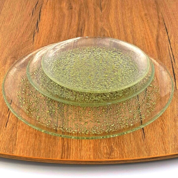 Red Pomegranate Collection Isla Dinner Plate Set, Clear & Gold - 12 Piece - 0964-1