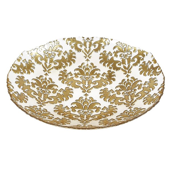 American Granby Damask 16 in. Gold Clear Shallow Bowl - 7733-1