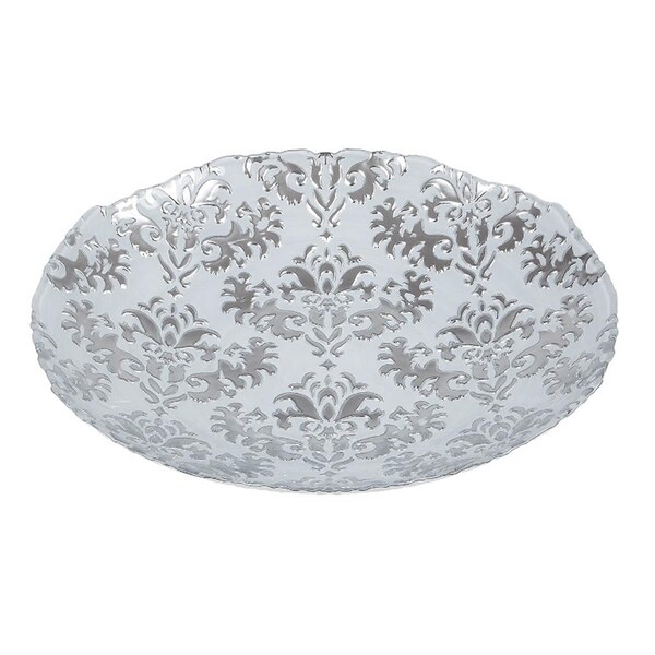 American Granby Damask 16 in. White Silver Shallow Bowl - 7733-2