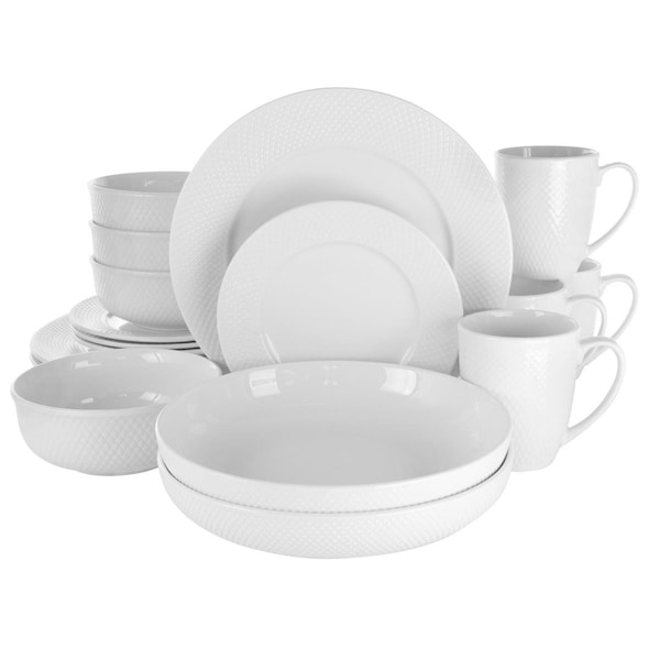 Fastfood Maisy Round Porcelain Dinnerware Set, White - 18 Piece - FA2614827