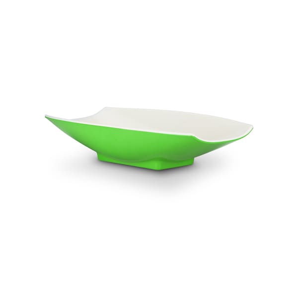 Bon Chef Melamine Curves Bowl - Lime Outside/White Inside 16" X 9" X 3 1/2" 2 Qt(64 Oz) - 53704-2TONELIME