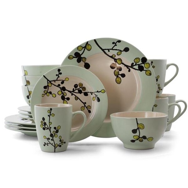 Elama Elama EL-RETROBLOOM16 Retro Bloom Luxurious Stoneware Dinnerware with Complete Setting for 4 - 16 Piece - EL-RETROBLOOM16