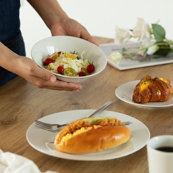 Dinewares 32 PC Rimmed Dinnerware Set for 8 Person, Mugs, Salad and Dinner Plates and Bowls Sets,  - QI004500.2