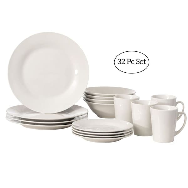 Dinewares 32 PC Rimmed Dinnerware Set for 8 Person, Mugs, Salad and Dinner Plates and Bowls Sets,  - QI004500.2