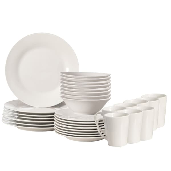 Dinewares 32 PC Rimmed Dinnerware Set for 8 Person, Mugs, Salad and Dinner Plates and Bowls Sets,  - QI004500.2