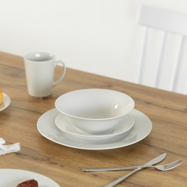 Dinewares 32 PC Rimmed Dinnerware Set for 8 Person, Mugs, Salad and Dinner Plates and Bowls Sets,  - QI004500.2