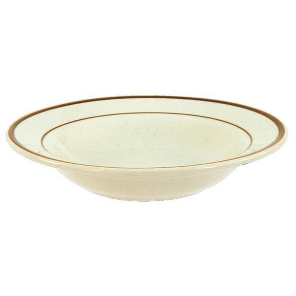 Crestware Rimmed Soup Bowl, 12 oz., Ceramic Brown Speckled w/Double Band PK24 - SC61