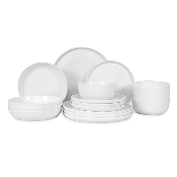 Table 12 16-Piece Natural White Coupe Dinnerware Set, Service for 4 - TD16Y40W