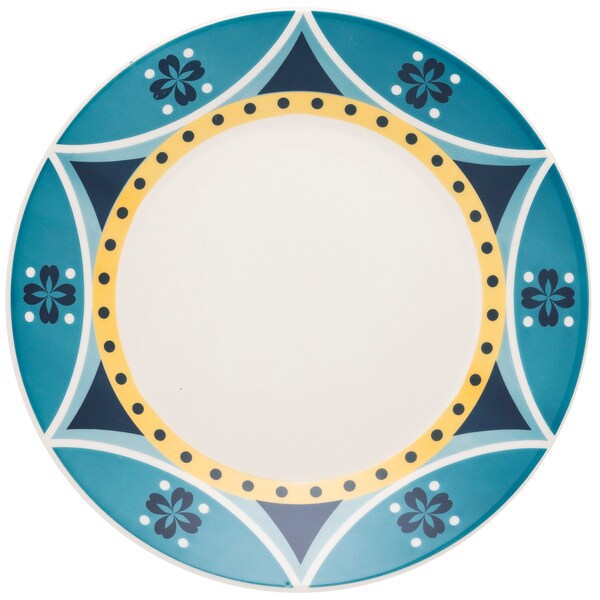 Manhattan Comfort Actual 16 Piece Dinner Set, Service for 4 in Yellow and Blue - AM19-1922
