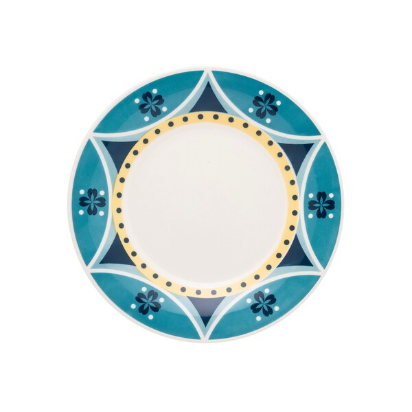 Manhattan Comfort Actual 16 Piece Dinner Set, Service for 4 in Yellow and Blue - AM19-1922