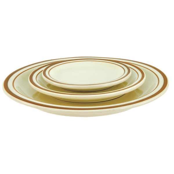 Crestware Plate, 9", Ceramic Brown Speckled with Brown Band PK24 - SC44