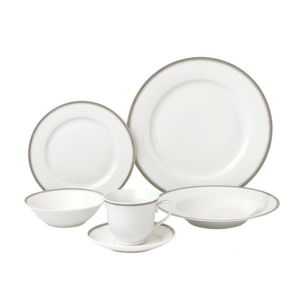 Lorenzo Import Lorenzo Import LH433 24 Piece Porcelain Dinnerware Service; Silver - for 4 Alyssa - LH433
