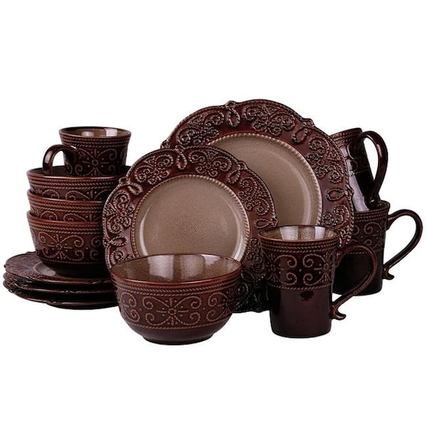Elama Elama EL-SALIA16 Salia Stoneware Dinnerware Set - 16 Piece - EL-SALIA16