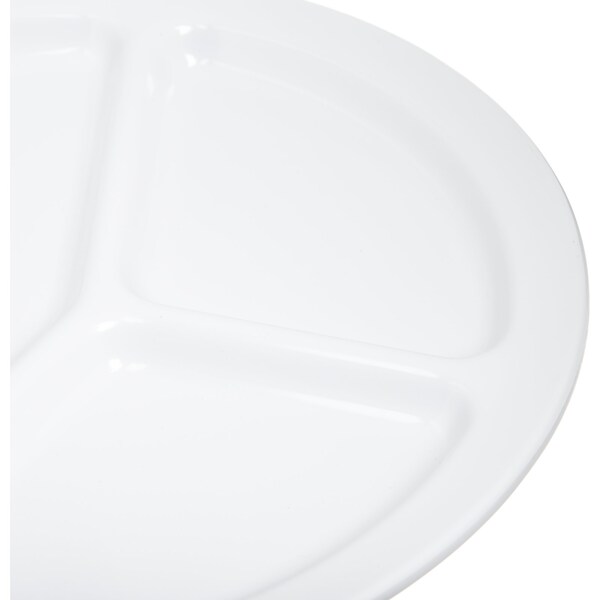 Carlisle Foodservice Melamine 3-Comp Plate, 10", Wht, PK48 - KL10202