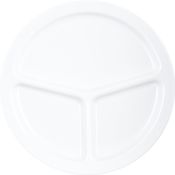 Carlisle Foodservice Melamine 3-Comp Plate, 10", Wht, PK48 - KL10202