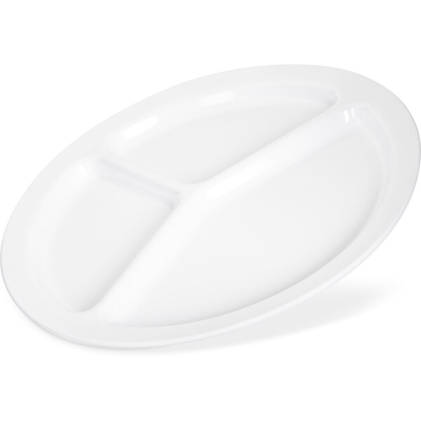 Carlisle Foodservice Melamine 3-Comp Plate, 10", Wht, PK48 - KL10202