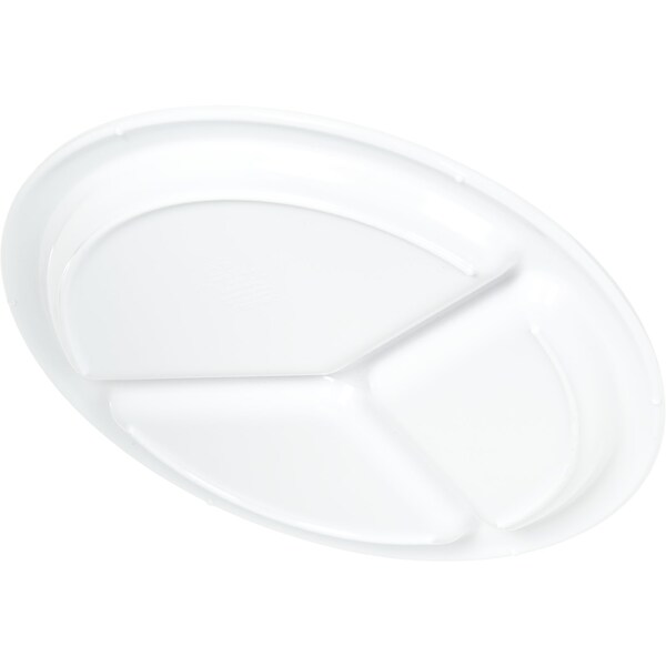 Carlisle Foodservice Melamine 3-Comp Plate, 10", Wht, PK48 - KL10202