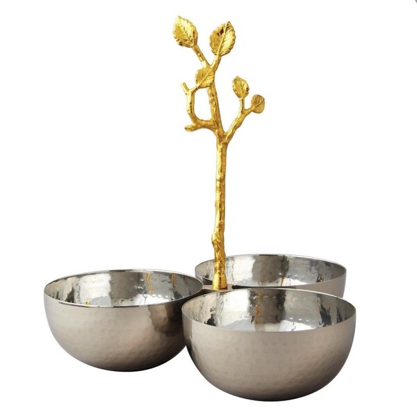 Auric 8.25 watt Golden Vine Hammered Triple Bowl - AU746858