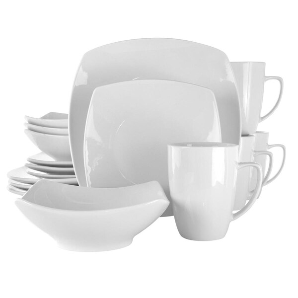 Fastfood Hayes Square Porcelain Dinnerware Set, White - 16 Piece - FA1813752
