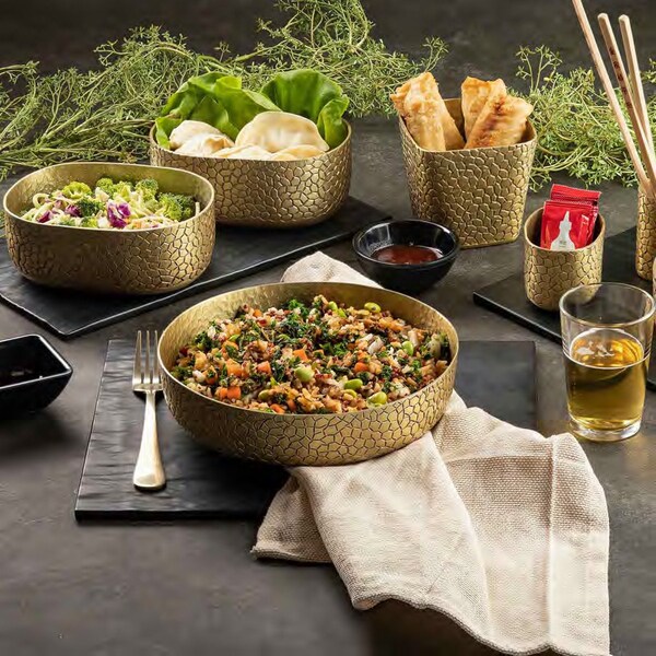 Tablecraft Oval Aluminum Bowl, 6.5x4.75x2.375", Gold - 10705