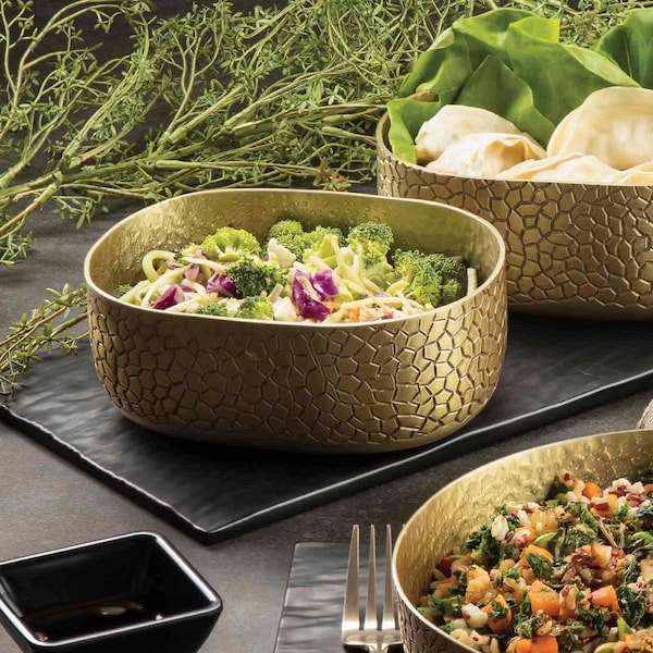 Tablecraft Oval Aluminum Bowl, 6.5x4.75x2.375", Gold - 10705