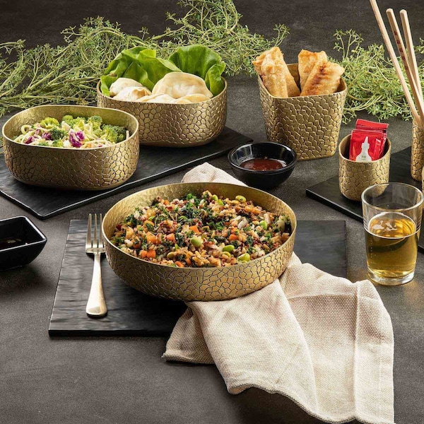 Tablecraft Oval Aluminum Bowl, 6.5x4.75x2.375", Gold - 10705