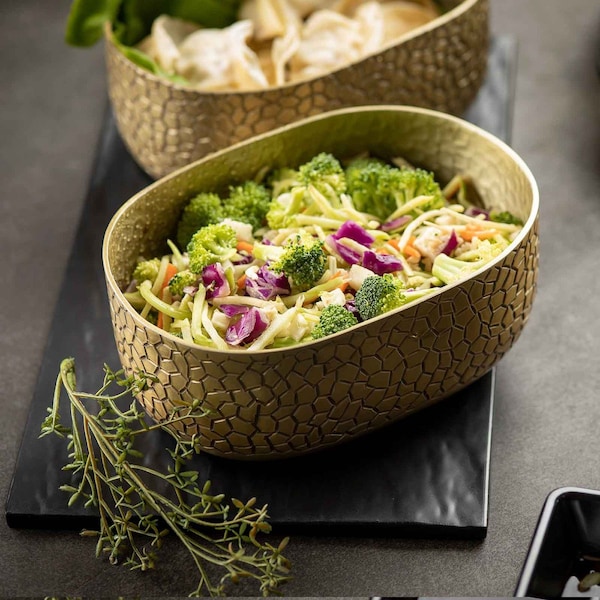 Tablecraft Oval Aluminum Bowl, 6.5x4.75x2.375", Gold - 10705