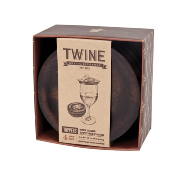 Twine Brown Wood Wine Glass Topper Plate - 3072