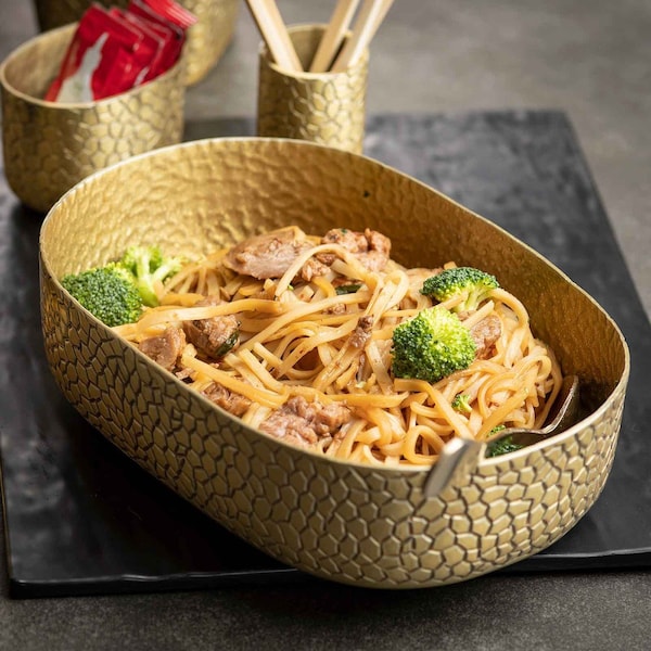 Tablecraft Oval Alum Bowl, 9.25x6.375x2.625", Gold - 10704