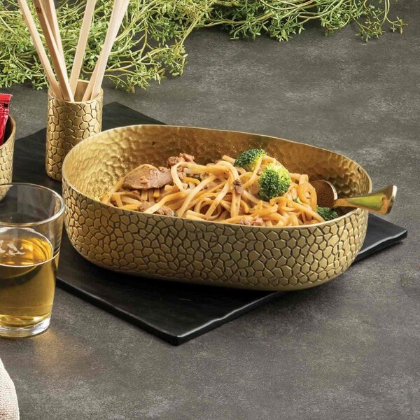Tablecraft Oval Alum Bowl, 9.25x6.375x2.625", Gold - 10704
