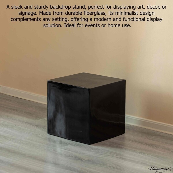Uniquewise 16-Inch Black Fiberglass Pedestal Backdrop Stand - Stylish Flower or Cake Holder for - QI003858BK-16