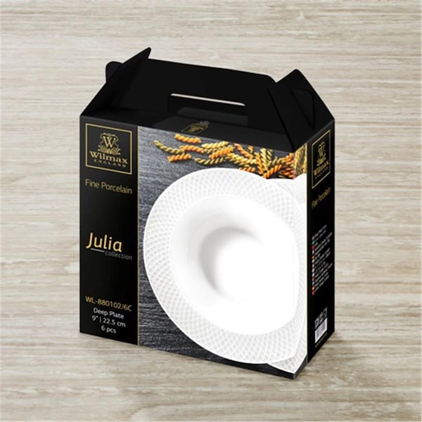 Wilmax 880102 9 in Deep Plate Set of 6 White 4PK - WL880102 / 6C