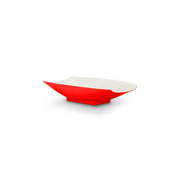 Bon Chef Melamine Curves Bowl - Red Outside/White Inside 12" X 6 3/4" X 2 3/4" 1 Qt (32 Oz) - 53703-2TONERED