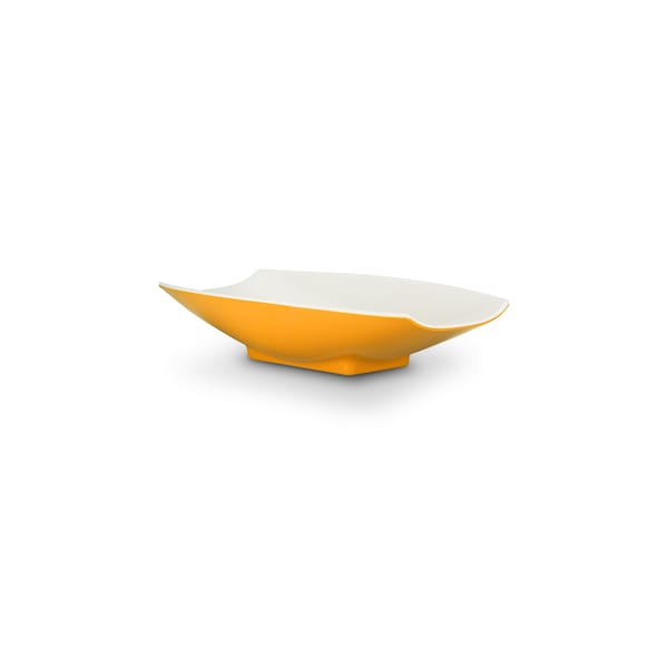 Bon Chef Melamine Curves Bowl - Yellow Outside/White Inside 12" X 6 3/4" X 2 3/4" 1 Qt (32 Oz) - 53703-2TONEYELLOW