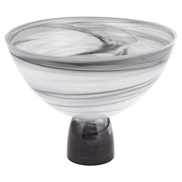 Palacedesigns 10 in. Mouth Blown Polish Glass Footed Centerpiece Bowl - PA3094867
