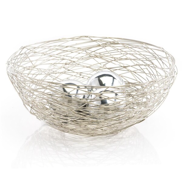 Palacedesigns 12 x 12 x 5.5 in. Silver Guita Wire Bowl - PA3088893