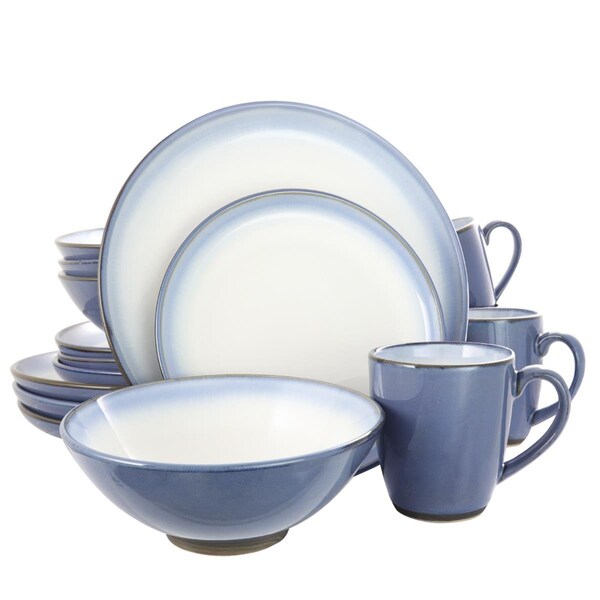 Gibson Elite Serene Fountain Dinnerware Set, Blue - 16 Piece - 122880.16