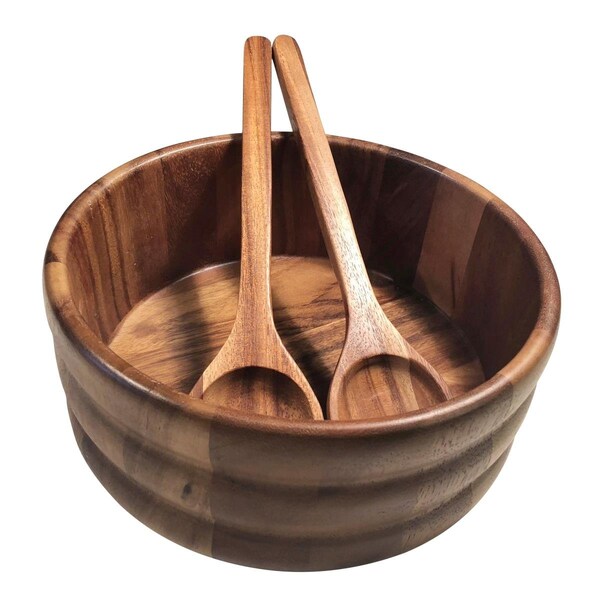 Kalmar Home 4 in. Salad Bowl with Servers - 3 Piece - 330B-3