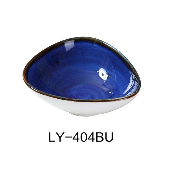 Yanco Lyon 4.75 in. Triangle Sauce Bowl, Reactive Glaze, Blue - 5 oz, 36PK - LY-404BU